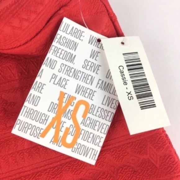 LULAROE Cassie Pencil Skirt Textured Solid Red Aztec Southwestern Size XS NWT - Picture 6 of 9